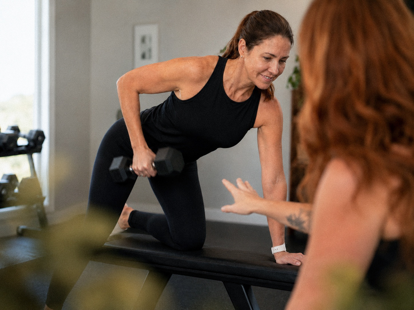 Personal trainer Amy coaching an in-home training session in Newport Beach CA